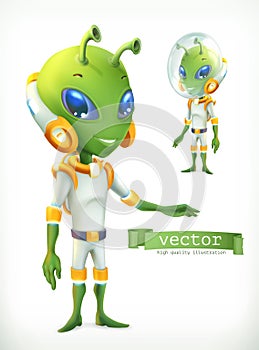 Alien in spacesuit. Character vector icon photo