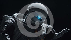 Alien in spacesuit isolated on black background. Highly detailed and realistic dsign