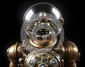 An alien species in a futuristic spacesuit, illustration of an alien civilization representative. Generative Ai