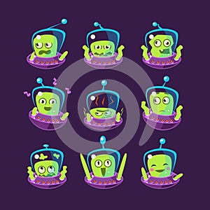 Alien In Ufo Emoji Set