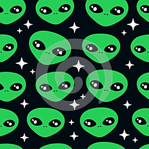 Alien ufo faces seamless pattern