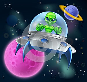 Alien UFO Flying Saucer in Space