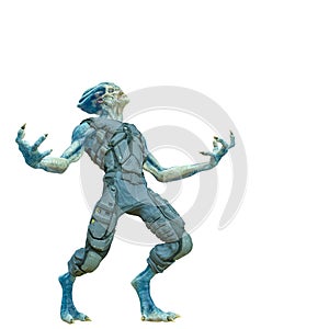 Alien warrior looking up two