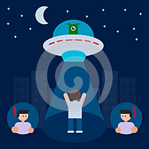 Alien was kidnap human, invasion Icon, Logo, and illustration