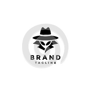 Alien Wearing Hat And Black Coat Logo Design