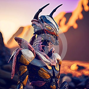 Alien World's Mantis Warrior - generative ai