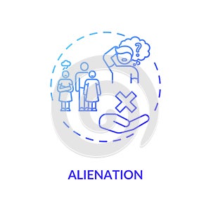 Alienation blue gradient concept icon