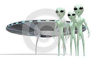 Aliens/ extraterrestrials and spaceship - 3D rendering