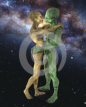 Aliens love, 3D illustration