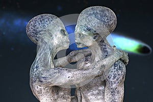 Aliens love, 3D illustration