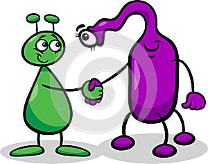 Aliens or martians cartoon illustration