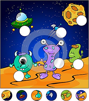 Aliens on the surface of Moon. complete the puzzle and find the