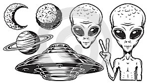 Aliens and ufo set