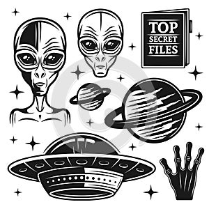 Aliens and ufo set of paranormal activity elements