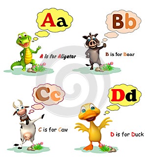 Aligator, Boar, Caw and Duck with Alphabate