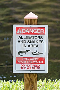 Aligator and Snake warning sign