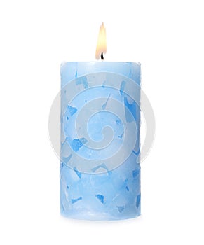 Alight color wax candle on white