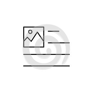 Align, format, image, left icon. Element of text and typography for mobile concept and web apps icon. Thin line icon for