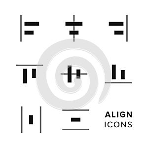Align icons collection. Set of simple editing and formatting icons for toolbar. photo