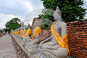 Aligned Buddha statue