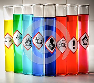 Aligned Chemical Danger pictograms - Serious Health Hazard photo