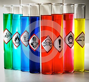 Aligned Chemical Danger pictograms - Toxic photo