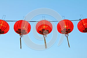 Aligned Chinese Red Lanterns