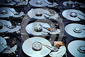 Aligned open Hard Disk Computer Drives