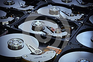 Aligned open Hard Disk Computer Drives