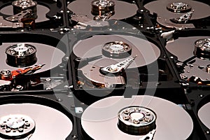 Aligned open Hard Disk Computer Drives
