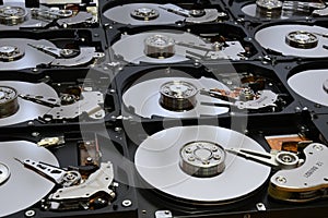 Aligned open Hard Disk Computer Drives