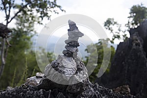 Aligned stones in the garden or aligned stones background