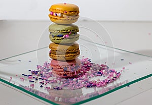 Alignement de macarons colorful