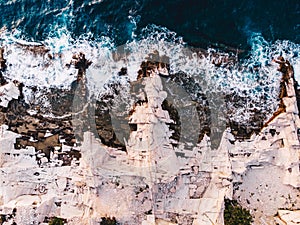 Aliki Marble Quarry in Thasos, Greece aerial view