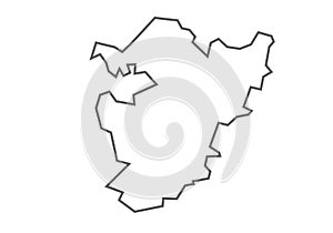 Alirajpur District of Madhya Pradesh outline map on a white background