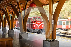 Alishan classic train at platform.