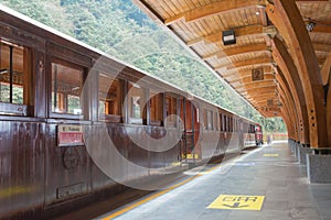 Alishan railway station in Alishan National Scenic Area, Chiayi County, Taiwan. Alishan