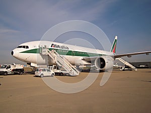 Alitalia airplane parked in Rome