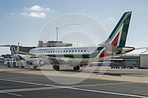 Alitalia plane and push back