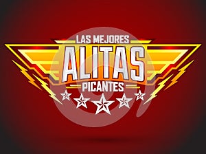 Alitas Picantes Las Mejores - The best Hot Chicken Wings spanish text photo