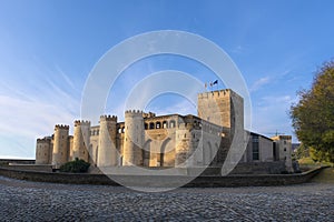 Aljaferia Palace and Castle in Zaragoza. Muslim architecture in Spain.