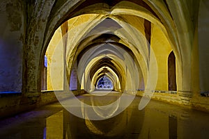 Aljibe cistern of the Alcazar of Seville in Spain
