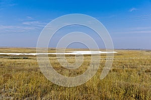 Alkali lake on the prairie in Saskatchewan