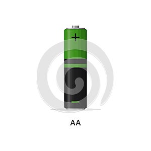 Alkaline battery AA isolated on white background. Rechargeable battery energy storage cells flat modern style. Vector