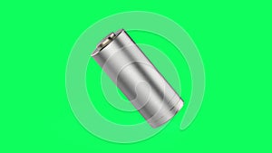 Alkaline battery spinning isolated on green 4k footage