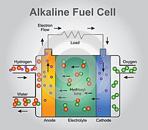 The alkaline fuel cell. Health care education infographic. Vector design.