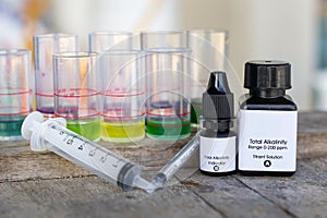Alkalinity test kit with syringe