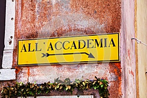 All Accademia direction sign in Venice photo