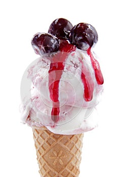 All black cherry ice cream on a white background
