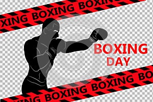 All about boxing. Boxing day. Silhouette. Direct hit. Athlete in training shows skills
